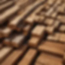 An array of hardwood lumber pieces showcasing different sizes and types.