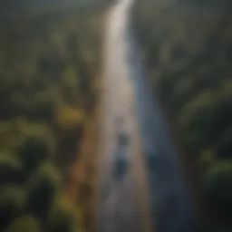 Aerial view showcasing the impact of weather on highway surfaces