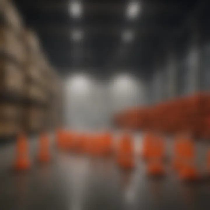 Maintenance of long traffic cones in a storage facility.