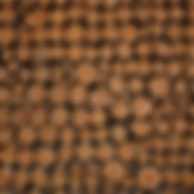 A detailed view of a lumber yard showcasing various wood types