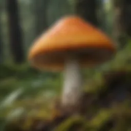Close-up view of a toxic mushroom with vibrant colors.