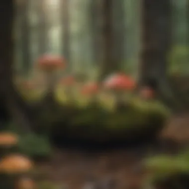 Natural Habitat of Poisonous Mushrooms A forest scene highlighting the natural habitat of poisonous mushrooms.