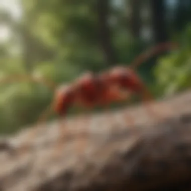 Close-up of a red flying ant on a surface