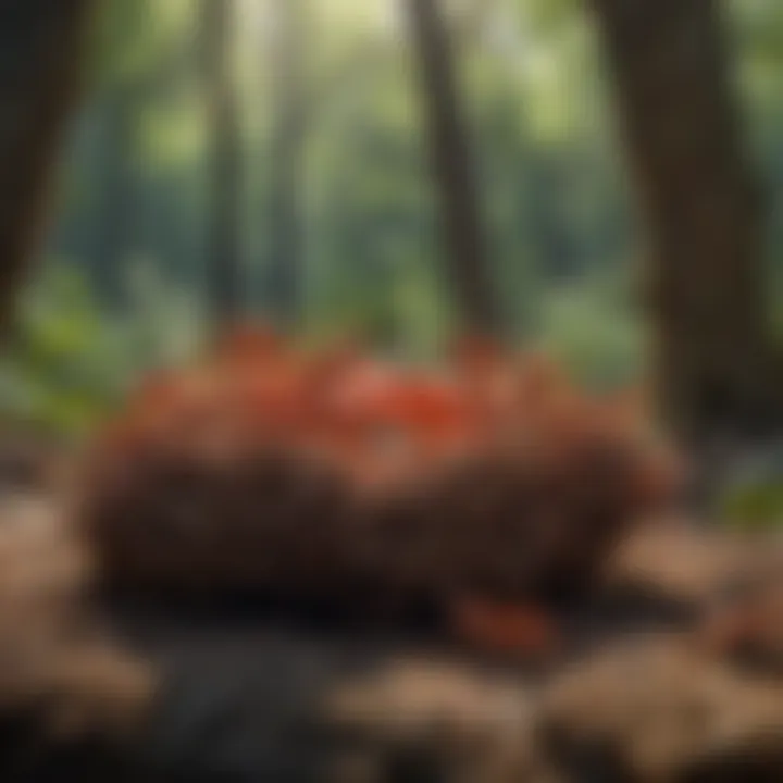 Red flying ant nest in a natural environment