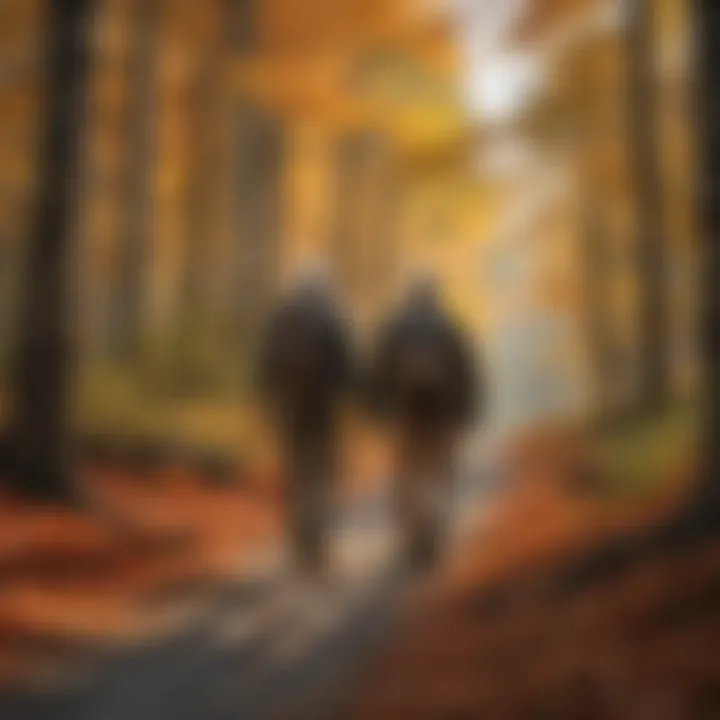 Seniors Hiking in Autumn A senior couple enjoying a scenic hike surrounded by vibrant autumn foliage