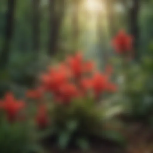 Vibrant cardinal plant in a natural setting showcasing its colorful flowers