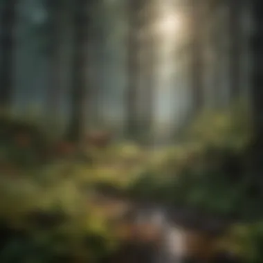 Wildlife Interactions in Forest Ecosystems Wildlife thriving in a rich forest environment, illustrating the interconnection between fauna and flora.