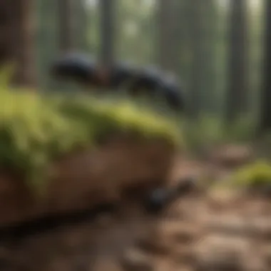 A forest ecosystem displaying the interactions between carpenter ants and their environment.