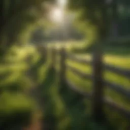 A picturesque four rail split rail fence lining a lush green field