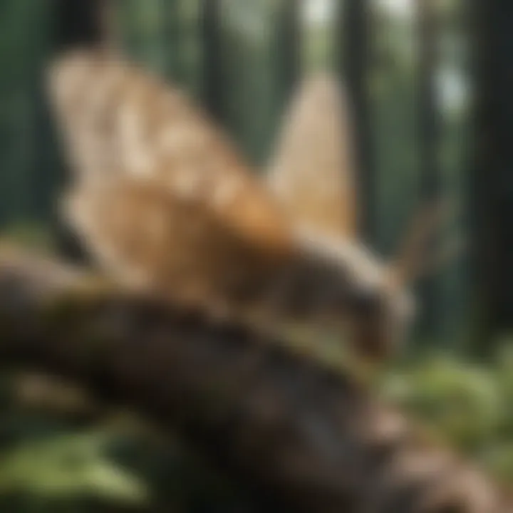A serene forest environment highlighting the essential role of moth larvae in ecosystem dynamics