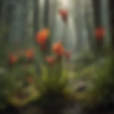 Illustration of Sarracenia plant adaptations to its environment