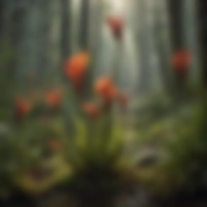 Illustration of Sarracenia plant adaptations to its environment