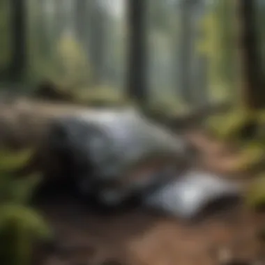Components of the Wag Bag Waste Kit spread out on a log