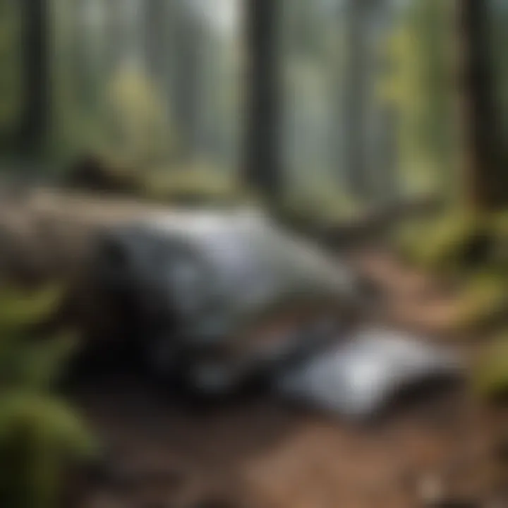 Components of the Wag Bag Waste Kit spread out on a log