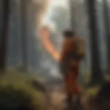 Wildland firefighter in action during a blaze