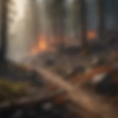 Challenging Terrain in Wildfire Situations A rugged landscape illustrating the challenges faced during wildfires
