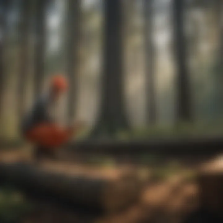 A forestry professional discussing sustainable practices