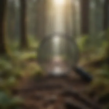 Data Search Exploration Illustration of a magnifying glass searching through data