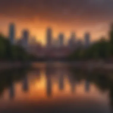 Sunset Glow Over Cleveland Downtown Cleveland skyline during sunset