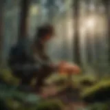 Mushroom Foraging in Dense Forest Canopy