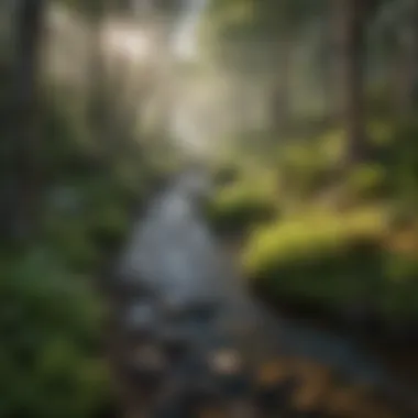 Crystal clear stream winding through the verdant landscape of Portland National Park