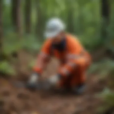 Skilled Technician Burying Verizon Cable Underground Verizon technician burying cable underground