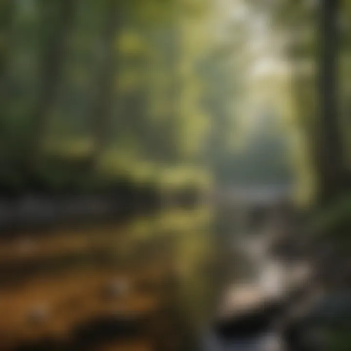 Forest landscape with river in Vermont