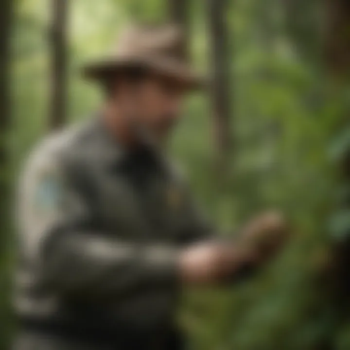 Vermont park ranger examining plant species