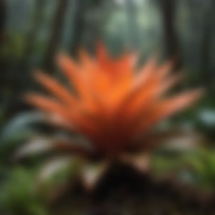 Vibrant epiphytic bromeliad in the rainforest