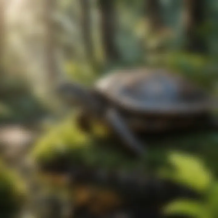 Vibrant Flora and Fauna in Turtle Habitat