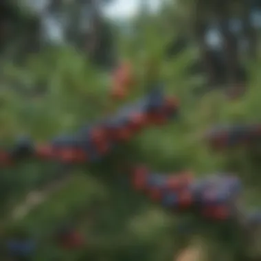 Close-Up of Vibrant Juniper Berries in a Lush Garden