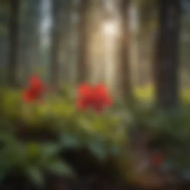 Vibrant Scarlet Petals Wildflower in Forest Vibrant Scarlet Petals Wildflower in Forest