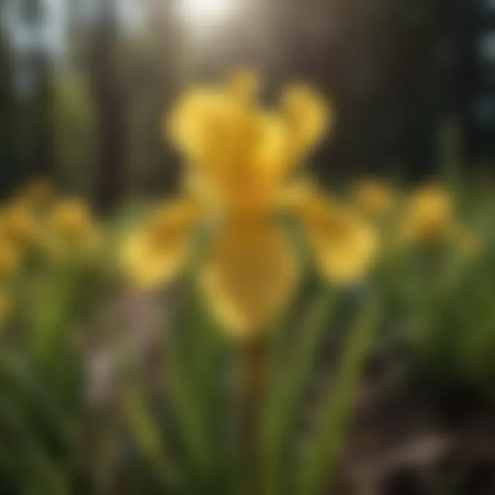 Vibrant Yellow Siberian Iris in Sunlight