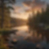 Serene view of Spruce Knob Lake at sunset