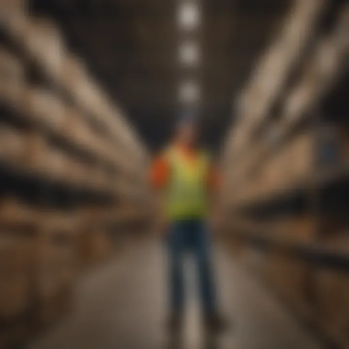 Ex-offender working in warehouse sorting inventory