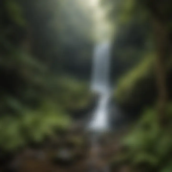 Waterfall cascading through lush greenery in El Yunque National Forest