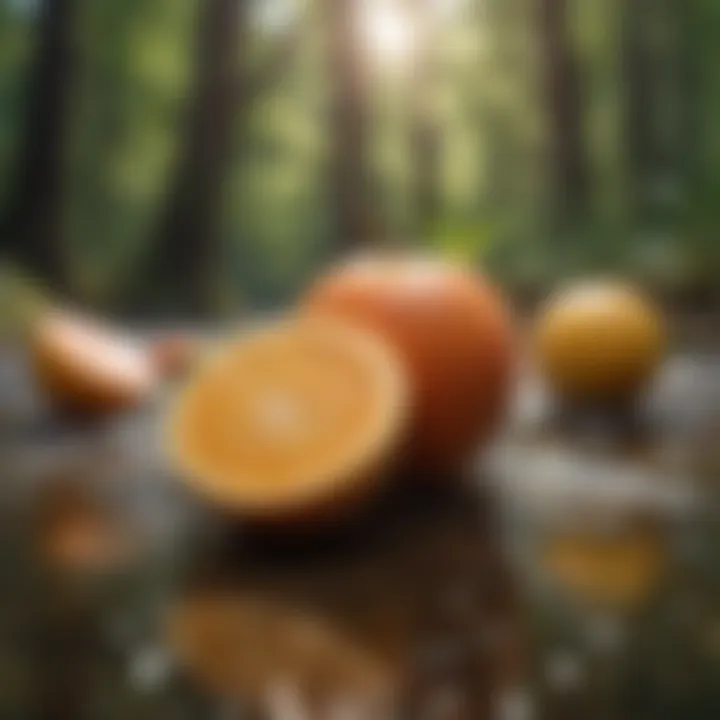 A close-up of fruits with high water content, showcasing natural hydration sources.
