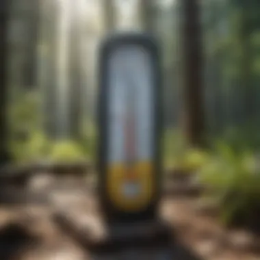 A digital thermometer displaying a high temperature, representing heat-related dehydration.