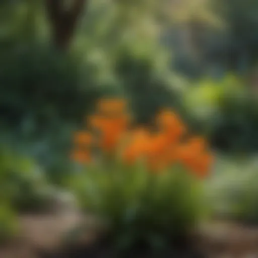 Vibrant butterfly weed plants in a garden setting