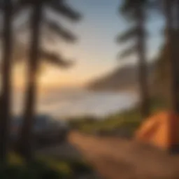 Stunning coastal view from a car camping site in California