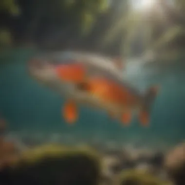 Majestic Trout Gliding in Pristine Waters Trout Swimming in Crystal Clear Waters