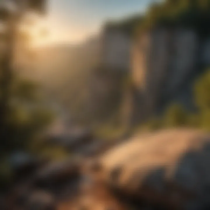Sunset casting a golden glow over White Rock Mountain's rugged cliffs