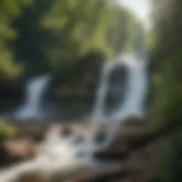 Majestic White Water Falls surrounded by lush greenery
