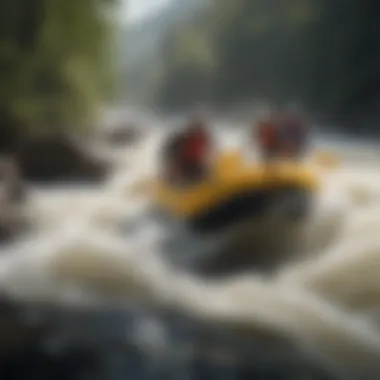 Thrilling Water Excursions White water rafting team braving rapids