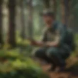 Wildlife Biologist conducting field research in lush forest setting
