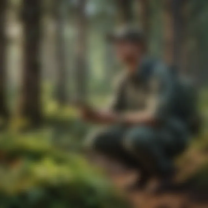 Wildlife Biologist conducting field research in lush forest setting