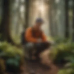 A wildlife biologist conducting research in a lush forest