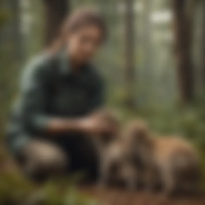 Wildlife Rehabilitator feeding orphaned baby animals
