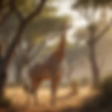 Graceful Giraffe in Savannah Giraffe gracefully roaming the savannah landscape