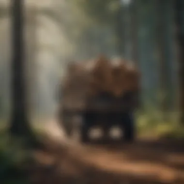 Timber Transporter A close-up of a work mule hauling timber through a dense forest